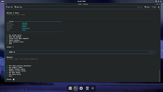 Abora command line menu