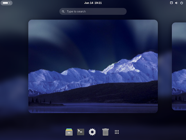 GNOME activities overview on Abora OS